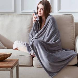 lot 76255 image: DOWNCOOL Heated Blanket, Grey Electric Blanket, Electric Throw with 1-12 Hour Timer & 10 Heat Settings, Velvet Heated Blanket with Fast Heating and Auto Shut-Off, Machine Washable(50x60 Inches)