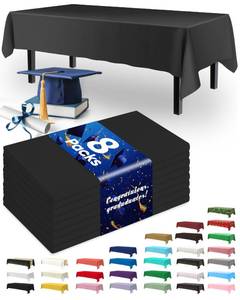 lot 76261 image: Pureegg Plastic Table Cloth Disposable - 8 Packs, Table Cloth for Retangle Table, 54x108 Decorative Tablecloth for Parties, Picnics, Camping, Waterproof & Stain-Resistant, Black