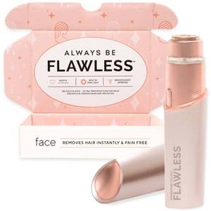 lot 76268 image: Finishing Touch Flawless Facial Hair Remover for Women, Rose Gold Electric Face Razor with LED Light, Recyclable Packaging