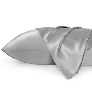 lot 76274 image: Bedsure Satin Pillowcase 2 Pack Similar to Silk Pillow Cases Standard Size, Pillow Case for Sleeping Women with Envelope Closure, Gifts for Women Men, Silver Grey, 20x26 Inches