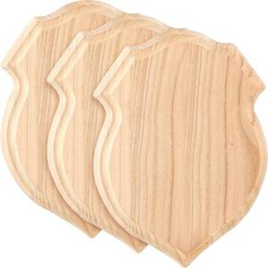 lot 76284 image: 3 Pieces Unfinished Wooden Shield Plaque Blank 9 x 12 Inch Wooden Plaques for Crafts Carving, Natural Planks Boards for DIY Projects Home Wall Decor