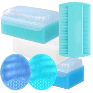 lot 77316 image: Cradle Cap Brush for Babies - Cradle Cap Treatment Set of 6  Baby Brush and Comb Set Newborn  Baby Sponge for Bathing Newborn Bath Essentials  Baby Comb & Scalp Scrubber Set of 6