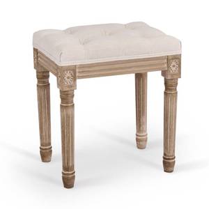 lot 77327 image: VONLUCE Ottoman Stool, 18.5 in High, Beige, with Padded Seat, Wood Frame, Button Tufted, for Dining, Living Room, Bedroom, Piano, Dressing, Vanity, Foot Rest