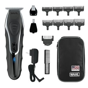 lot 77331 image: Wahl Aqua Blade Rechargeable WetDry Lithium-Ion Deluxe Beard Trimmer for Men - Interchangeable Heads for Detailing, Hair, Mustache and Body Grooming - Model 9899-100