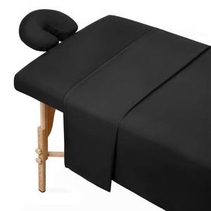 lot 77392 image: Comfyanno Massage Table Sheets Sets, 3 Pcs Brushed Microfiber Massage Bed Cover Sheets, Soft, Light-Weight, Stain & Wrinkle Resistant, Includes Flat & Fitted Sheet, Face Cradle Cover - Black