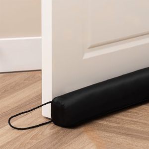 lot 77393 image: Sunolga 38 Inches Waterproof Door Draft Stopper Filled with Glass Beads & Cotton, Removable Machine Washable Door Draft Blocker for Door & Window, Black