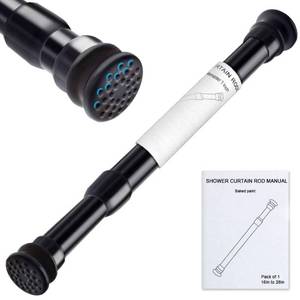 lot 77395 image: XIQIYY Strong Small Tension Rods 16 to 28 Inch Diameter 22 MM 1Pcs 1inch Shower Curtain Rod Black, Anti-slip -Heavy Duty Adjustable Spring Tension Rod for Windows,Bathroom