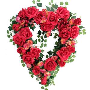 lot 77396 image: idyllic 18 Inch Red Roses Heart Shape Wreath for Valentines Day, Wedding, Home Decor, Indoor Outdoor Use, Valentines Day Wreaths for Front Door, Valentines Day Decorations