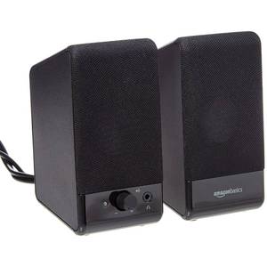 lot 77399 image: Amazon Basics USB-Powered Computer Speakers for Desktop or Laptop PC with Volume Control, Plug-N-Play, Black