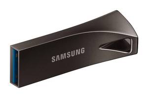 lot 34801 image: SAMSUNG BAR Plus 256GB - 400MBs USB 3.1 Flash Drive Titan Gray (MUF-256BE4AM)
