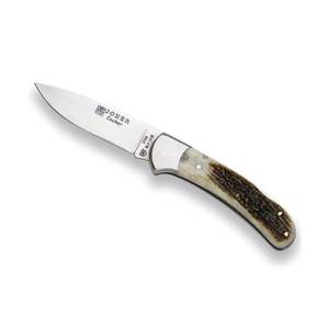 lot 34804 image: Joker Hunting Pocket Folding Knife Cocker NC47, Deer Antler Handle, 3.54 inches Blade, Stainless Steel Ferrule, Fishing Tool, Hunting, Camping and Hiking - Retail $76.4