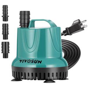 lot 34808 image: VIVOSUN 260GPH 20W Submersible Water Pump for Fish Tank, Pond, Aquarium, Hydroponic Systems with 6ft Power Cord and 3 Outlet Adapters, Blue
