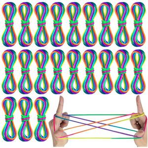 lot 34819 image: Cats Cradle String, approximately 30Pcs Rainbow Color Finger String Toy String Hand Game Supplies for Kids Adults