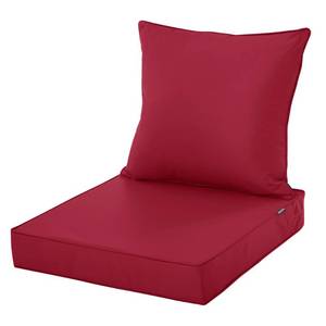 lot 34822 image: Comcaver Waterproof Outdoor Chair Cushion Set, Fade and Tear Resistant Patio Furniture Cushions with Removeable Covers, 24x24 Inch, Burgundy, 1 Set