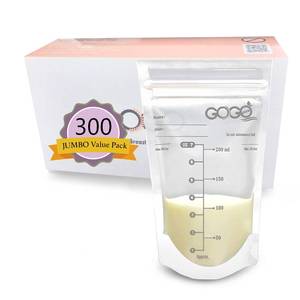 lot 34826 image: 300 Count JUMBO Pack Breastfeeding Breastmilk Storage Bags - 7 OZ, EACH PRE-STERILIZED By Gamma Ray, BPA Free, Leak Proof Storing Double Zipper Seal, Self Standing, for Refrigeration and Freezing