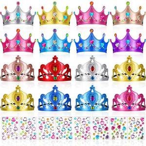 lot 34831 image: Yaomiao 44 Pcs Foam Crowns for Kids Princess Tiaras Crowns Bulk Diamond Sticker Making Kits for Birthday Party Supplies(Cute Style)
