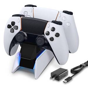 lot 34854 image: afbptek PS5 Controller Charging Station Dock, Dual Charging for Dualsense, Wireless Accessories with Blue LED ONOff Automatically