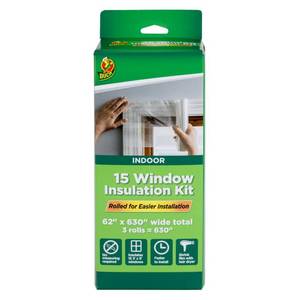 lot 34860 image: Duck Brand Winter Window Insulation Kit � Window Seal Rolled Shrink Film Covers Up to 15 3� x 5� Windows � Window Tape Included � Easy Indoor Installation - Clear - 15-Pack (288069)