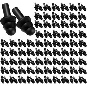 lot 34866 image: TrelaCo 200 Pairs Silicone Ear Plugs Soft Reusable Waterproof Ear Plugs for Sleeping Noise Swimming Hearing Protection Earplugs Shooting Construction Hunting Music Concerts (Black)