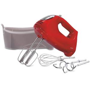 lot 34876 image: Hamilton Beach 6-Speed Electric Hand Mixer with Whisk, Traditional Beaters, Dough Hooks, Snap-On Storage Case, 275 Watts, Red