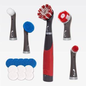 lot 34880 image: Rubbermaid Reveal Power Scrubber 18-Piece Kit, Cordless Electric Battery Powered Scrub Brush, Water Resistant, for HomeKitchenBathroomGroutTileShowerTub