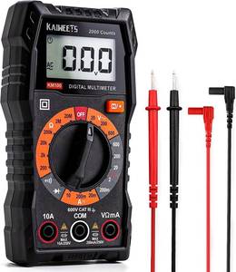 lot 34895 image: KAIWEETS Digital Multimeter with Case, DC AC Voltmeter, Ohm Volt Amp Test Meter and Continuity Test Diode Voltage Tester for Household Outlet, Automotive Battery Test (Anti-Burn with Double Fuses)