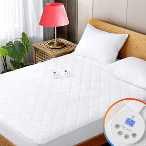 lot 34905 image: Heated Mattress Pad Twin XL Size Quilted Heating Electric Bed Warmer Luxury Comfort Heat Mattress Pad Cover Single Controller10 Heat Setting  1-12 Hours Auto Shut Off  with 8-21 Inch Deep Pocket