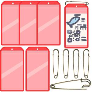 lot 34908 image: Geyee 6 Pack Fishing Hunting License Holder Waterproof Fluorescent Orange ID Holder with 6 Bronze Safety Pins Heavy Duty for License Permit Protection Hunting Deer Season Supplies (Vertical)