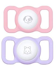 lot 34910 image: SWINCHO AirTag Dog Collar Holder 2 Pack - Durable Apple AirTag Case with Secure Lock for GPS Tracking, Anti-Slip Waterproof Pet Collar Accessories (Pink&Purple)