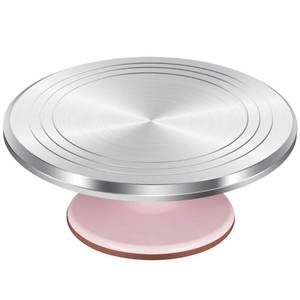 lot 34920 image: Syntus Aluminum Alloy Revolving Cake Stand, 12 Inch Cake Turntable for Decorating Super Smooth and Quiet Rotation Cake Decorating Stand for Party Wedding, Pink Base