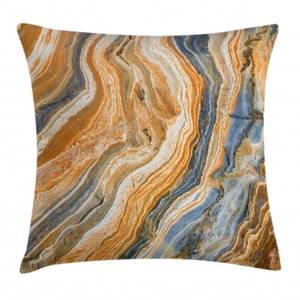 lot 34934 image: Ambesonne Marble Print Throw Pillow Cushion Cover, Colorful Rock Quartz Surface Background Formation Abstract Picture, Decorative Square Accent Pillow Case, 18 X 18, Slate Blue Apricot - set of 2