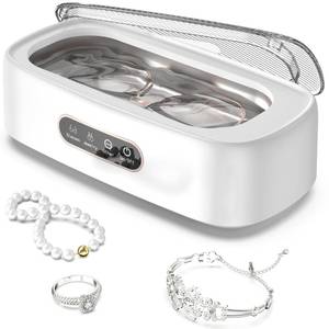 lot 34940 image: Professional Ultrasonic Cleaner, 350ML12OZ) 48kHz Jewelry Cleaner Ultrasonic Machine with Stainless Steel Tank Cleaner Machine for Eye Glasses,Sliver Gold Ring, Earring, Necklaces,Watch,Makeup Brush