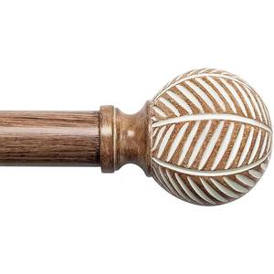 lot 34944 image: Wood Curtain Rods for Windows 1 Inch Diameter Adjustable Drapery Rods 48 to 86, Decorative Window Curtain Rods with Imitation Wood Grain Leaf Pattern Finials,Heavy Duty Single Curtain Rods for