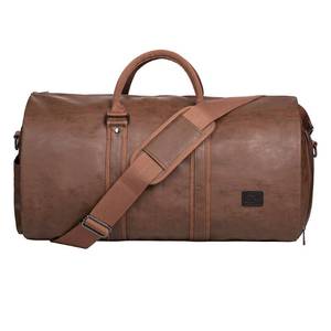 lot 34956 image: seyfocnia Carry On Garment Bag, Waterproof Mens Garment Bag for Travel Business, Large Leather Duffel Bag with Shoe Compartment -Brown