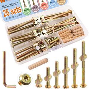 lot 34967 image: weideer 26 Set Crib Screws Hardware Replacement Kit Baby Bed Frame Bolts M6x204050607080mm Barrel Nuts Wooden Dowel Pins Hex Drive Socket Cap Screws Kit for Beds Chairs Furniture