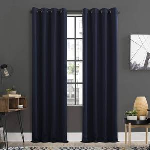 lot 34979 image: Sun Zero Soho 2-pack Blackout Energy Efficient Grommet Curtain Panel Pair, 54 x 96, Navy Blue