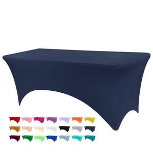 lot 34989 image: BDDC Table Covers for 6 Foot Tables, Navy Blue Washable and Wrinkle Resistant Stretch Tablecloths Rectangle 6ft for Events, Wedding, Banquets, Parties