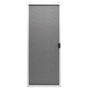 lot 6516 image: Precision Screen & Security Prod 3700wh3068 Breezeway Series, 36 Wide, White, Adjustable, Patio Sliding Steel Screen Door - Retail $181.45