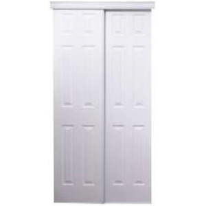 lot 6524 image: Home D�cor Innovations 106 Series 6-panel Design Bypass Door, White, 72x80in. - Retail $311.53