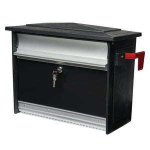 lot 24858 image: Gibraltar Mailboxes Medium Black Aluminum Locking Mailbox with 2 keys Rust Resistant