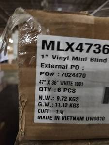 lot 14573 image: (1 Case) Designers Touch, 1in Vinyl Mini Blinds Cordless 47x36