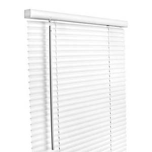 lot 14616 image: (2) Living Accents Vinyl 1 in. Mini-Blinds 30 x 64 in. White Cordless - Retail $155.38
