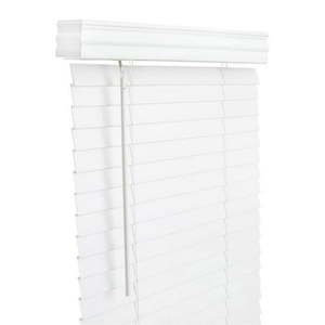 lot 14627 image: (1)Living Accents Faux Wood 2 in. Mini-Blinds 27 x 60 in. White Cordless - Retail $214.56