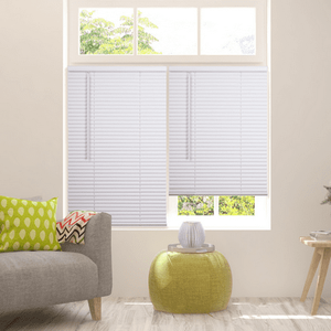 lot 14639 image: (3) Lotus & Windoware Cordless 1in Vinyl Mini Blind Light Filtering Horizontal Blind, 24 x 72 - White Smooth