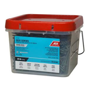 lot 14775 image: (1)Ace No. 9 x 3 in. L Square Head Ceramic Coated Steel Deck Screws 25 lb. 1960 pk - Retail $109.99