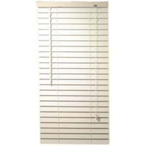 lot 6637 image: (1) DesignerS Touch 2-Inch Faux Wood Mini Blinds With Contemporary Valance, White, 70X60 In. - Retail $98.08