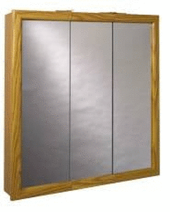 lot 6667 image: American Pride K Series Triview Medicine Cabinet Classic Oak - Retail $185.23