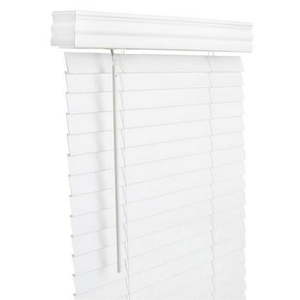 lot 14831 image: (3) Living Accents 2 in. Faux Wood Cordless Blinds White - 46 x 60