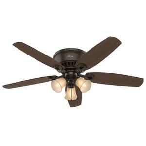 lot 14969 image: (1) Hunter Builder Low Profile 52 Indoor Ceiling Fan with Light Kit New Bronze - Retail $279.98