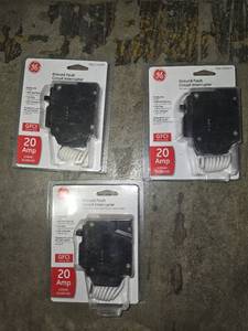 lot 24908 image: (3) GE Industrial THQL1120GFTP Ground Fault Breaker Single Pole 20 Am Self Test - Quantity 1 - Retail $87.39each